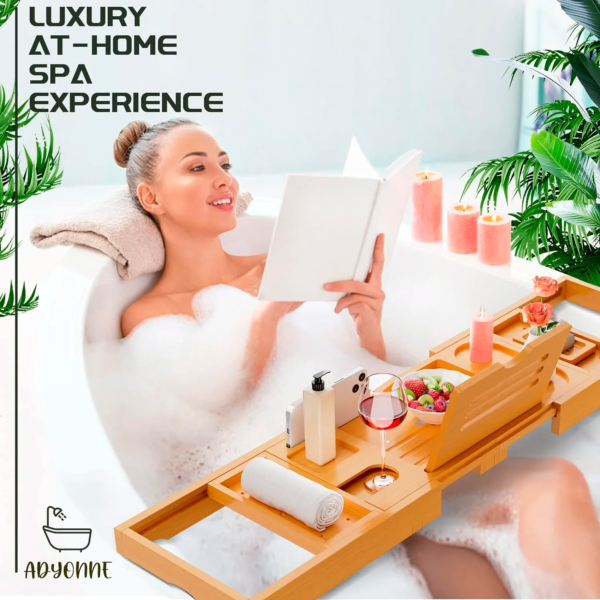 Premium Bathtub Tray Caddy, Expandable Bath Tray, Unique House Warming Gifts, New Home, Anniversary and Wedding Gifts for Couple, Bridal Shower Gift for Women - Image 6