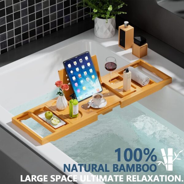 Premium Bathtub Tray Caddy, Expandable Bath Tray, Unique House Warming Gifts, New Home, Anniversary and Wedding Gifts for Couple, Bridal Shower Gift for Women - Image 3